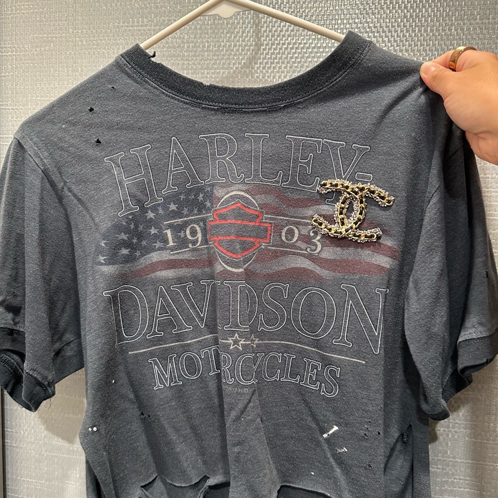 Harley-Davidson Gray/Blue Crop Top with Logo
